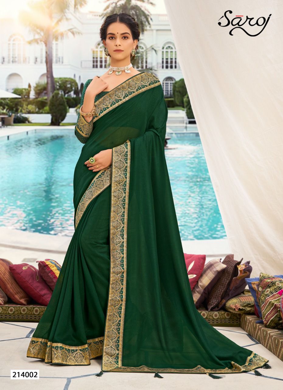 Saroj Ishita Festive Wear Heavy Border Vichitra Silk Fancy Saree Collection